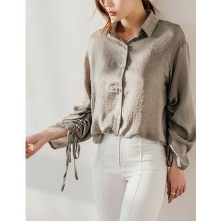 Shirred-sleeve Blouse