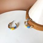 Glaze Open Hoop Earring 1 Pair - Stud Earring - Yellow & Blue - One Size