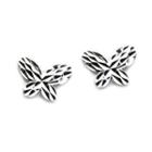14k White Gold Diamond Cut Butterfly Stud Earrings, Fashion Jewelry For Women