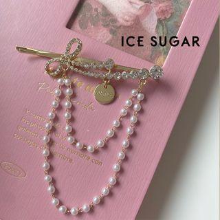 Bow Rhinestone Faux Pearl Hair Pin 1 Piece - Hair Pin - White & Gold - One Size