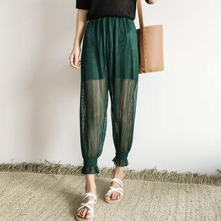 See-through Lantern Capri Pants