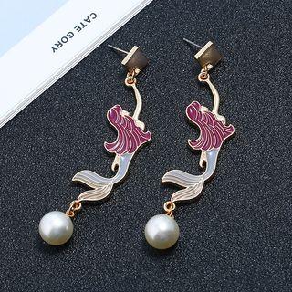 Mermaid Drop Earring Kc Gold - Red - One Size