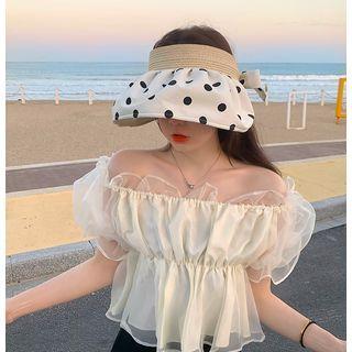 Polka Dot Ruffle Straw Sun Hat