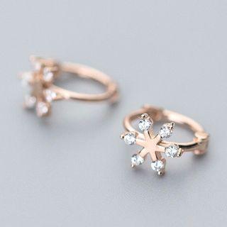 Rhinestone Snowflake Mini Hoop Earring