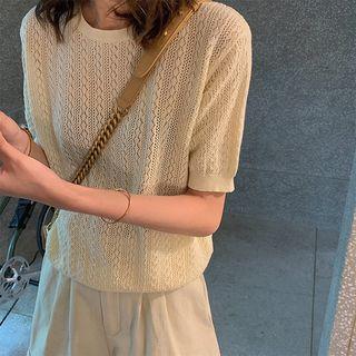 Crochet Knit Short-sleeve Top