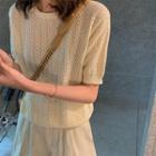 Crochet Knit Short-sleeve Top