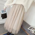 Mesh Sequined Midi Skirt