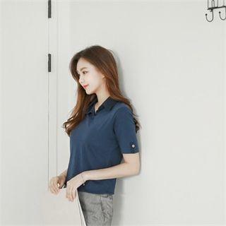 Button-sleeve Polo Shirt