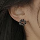 Faux Crystal Hoop Earring 1 Pair - Black - One Size