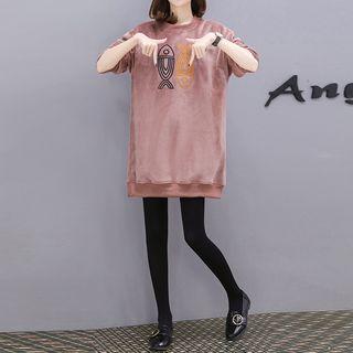 Fish Embroidered Pullover Dress