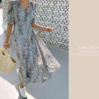 Button-through Midi Floral Dress