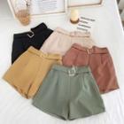Belt-waist Wide Leg Chiffon Shorts