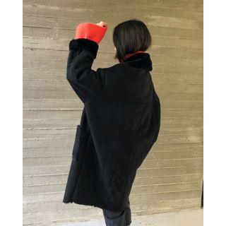 Zip-up Faux-shearling Coat Black - One Size