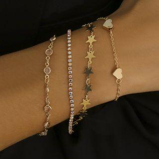 Set: Rhinestone / Alloy Bracelet (assorted Designs) 0546 - Gold - One Size