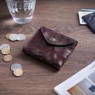 Genuine Leather Coin Purse Coffee - One Size