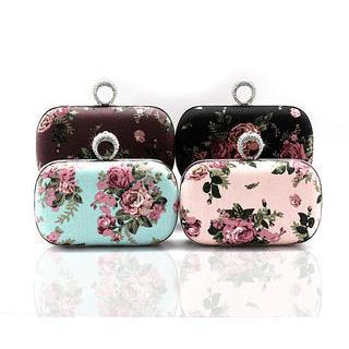 Floral Print Embellished Clutch
