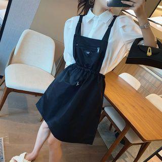 Drawstring Mini Overall Dress