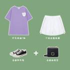 Short-sleeve Heart Print T-shirt / Wide Leg Shorts