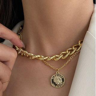 Alloy Coin Pendant Alloy Choker