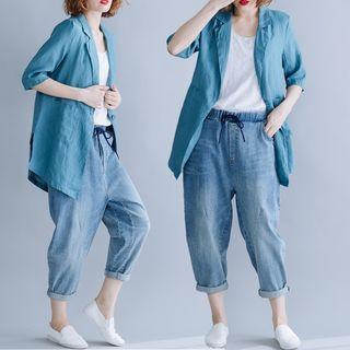 Single Button Short-sleeve Blazer