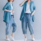 Single Button Short-sleeve Blazer