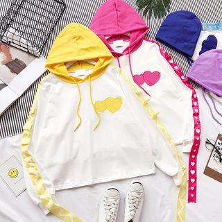 Heart Patch Loose-fit Long-sleeve Hooded Sweatshirt