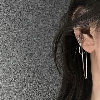 Chained Alloy Cuff Earring 1 Pc - Clip On Earring - Silver - One Size