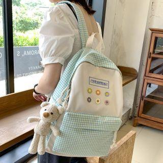 Plaid Panel Zip Backpack
