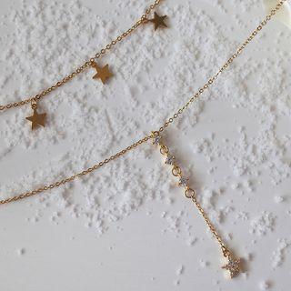 Gold Plated Rhinestone Star Drop Choker As Shown In Figure - One Size