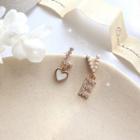 Non-matching Rhinestone Faux Pearl Love Lettering Dangle Earring
