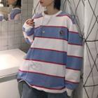 Striped Long Sleeve Pullover Stripes - Blue & White - One Size