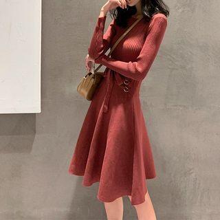 Ribbon Rib Knit A-line Dress