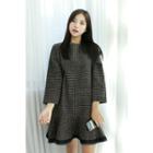 Petite Size Ruffle-hem Glen-plaid Dress
