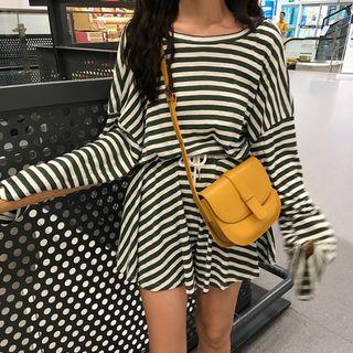 Set: Long-sleeve Striped T-shirt + Wide-leg Shorts
