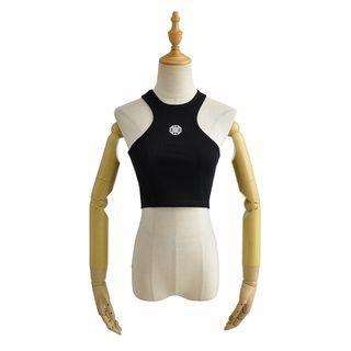 Logo Embroidered Crop Tank Top