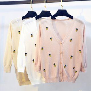 Pineapple Embroidered Cardigan