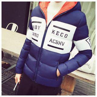Letter Colour Block Hooded Jacket