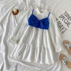 Long-sleeve Shirt Dress / Crop Camisole Top / Set