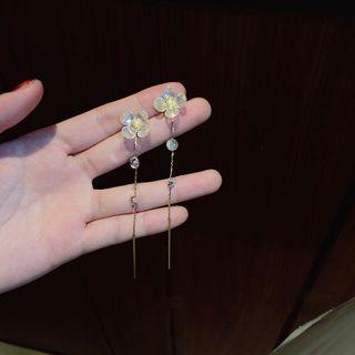 Flower Faux Pearl Dangle Earring 1 Pair - Gold - One Size