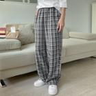 Plus Size Plaid Wide-leg Pants