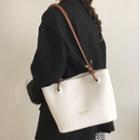 Contrast Strap Faux Leather Tote Bag