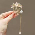 Flower Alloy Hair Comb Gold - White - One Size