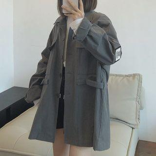 Applique Cargo Shirt Jacket Gray - One Size