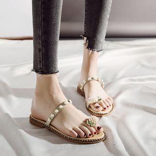 Pineapple Toe Loop Flat Sandals