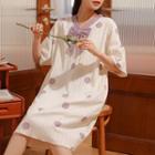 Short-sleeve Bow Polka Dot Sleep Dress