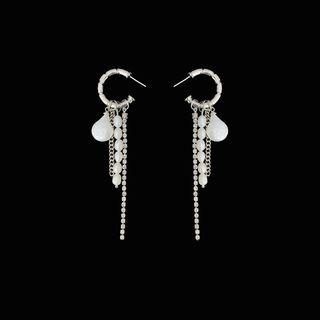 Freshwater Pearl Alloy Fringed Earring 1 Pair - Silver - One Size