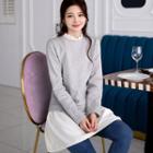 Mock Two-piece Frill-neck Top
