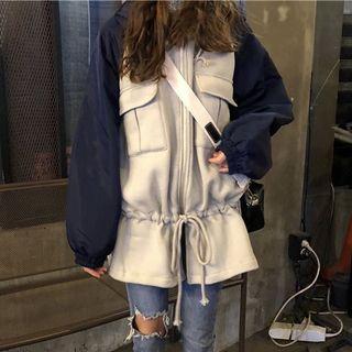 Raglan Drawstring Waist Oversized Hoodie