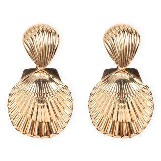 Sea Shell Drop Earring 1 Pair - Gold - One Size