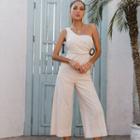 Sleeveless One Shoulder Wide Leg Jumpsuit